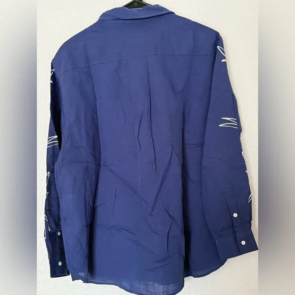 Sézane -Sézane x Roberto Ruspoli Maxy long-sleeved printed shirt linen blend-38 - Picture 8 of 13